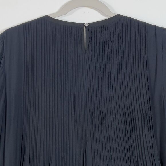Aritzia Wilfred Sonore Babydoll Dress Sz L Black Pintuck Pleat Short  Sleeve - Picture 8 of 15
